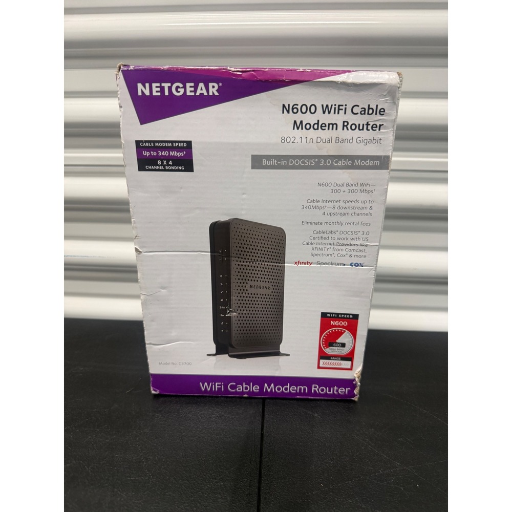 Netgear N600 WiFi Cable Modem Router C3700 DOCSIS 3.0 Dual Band Gigabit